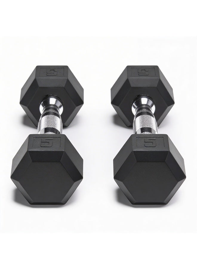 TA Sport DB6101 5 lb Rubber Hexagonal Dumbbell with Logo - Image 4